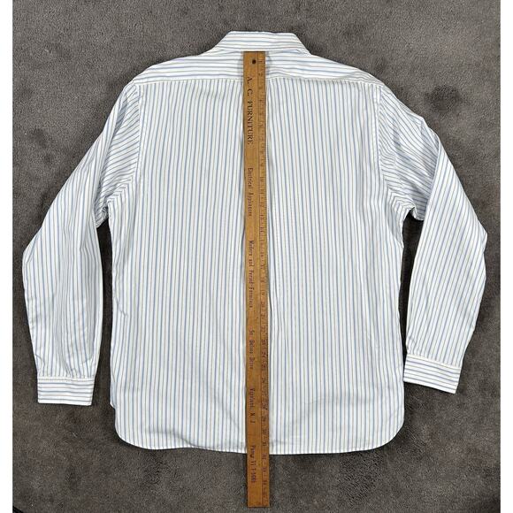 Ralph Lauren Men's XL White W/ Blue Stripes Button Down Long Sleeve Cotton Shirt - Picture 10 of 14